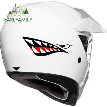 EARLFAMILY 13cm For Shark Mouth Teeth Cartoon Decal Αδιάβροχα αυτοκόλλητα αυτοκινήτου Δημιουργική διακόσμηση μοτοσικλέτας γκράφιτι για JDM SUV