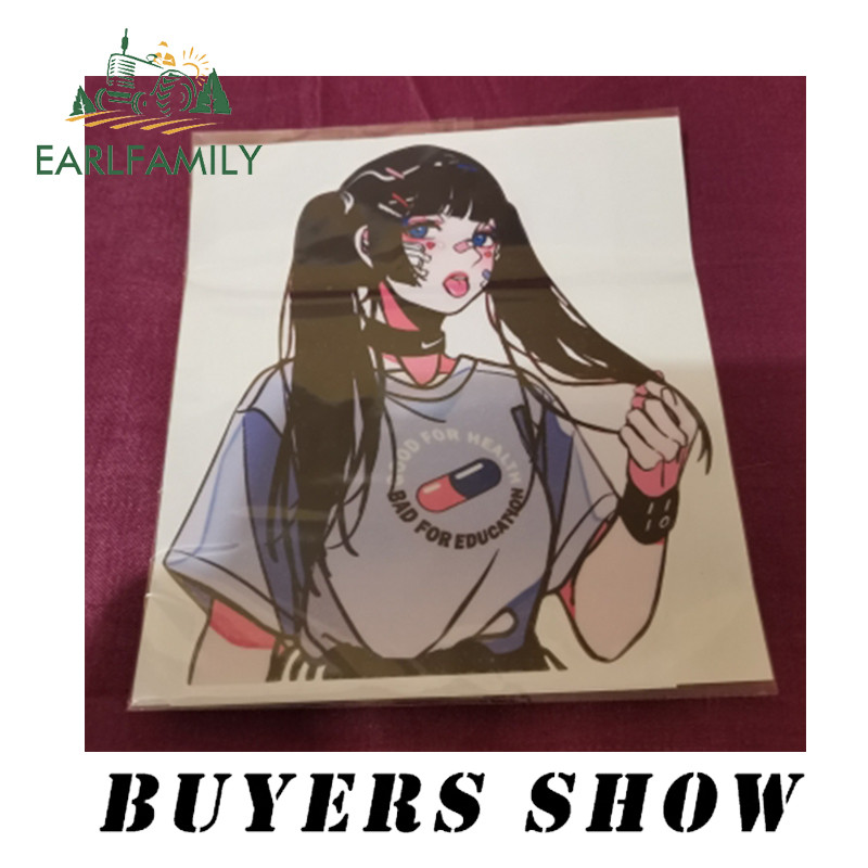 EARLFAMILY 13 cm x 12,1 cm, Anime Badgirl Anime autómatricák Personality Légkondicionáló Matrica Lökhárító Szélvédő Autó Styling