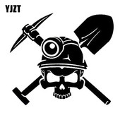 YJZT 15,2*13,4 cm Miners Personality Koponya Autómatricák Stílusos Motorkerékpár vinil matricák Fekete/ezüst C7-0962