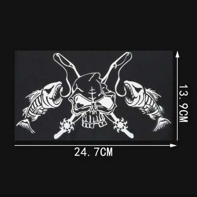 QYPF Ribolovna lubanja Kostur Ribolovni štap Kolut Udica Naljepnica za automobil Prozor kamiona Vinilna naljepnica C16-0017