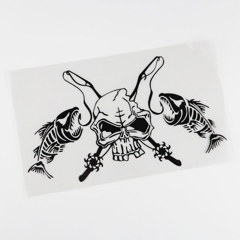 QYPF Ribolovna lubanja Kostur Ribolovni štap Kolut Udica Naljepnica za automobil Prozor kamiona Vinilna naljepnica C16-0017