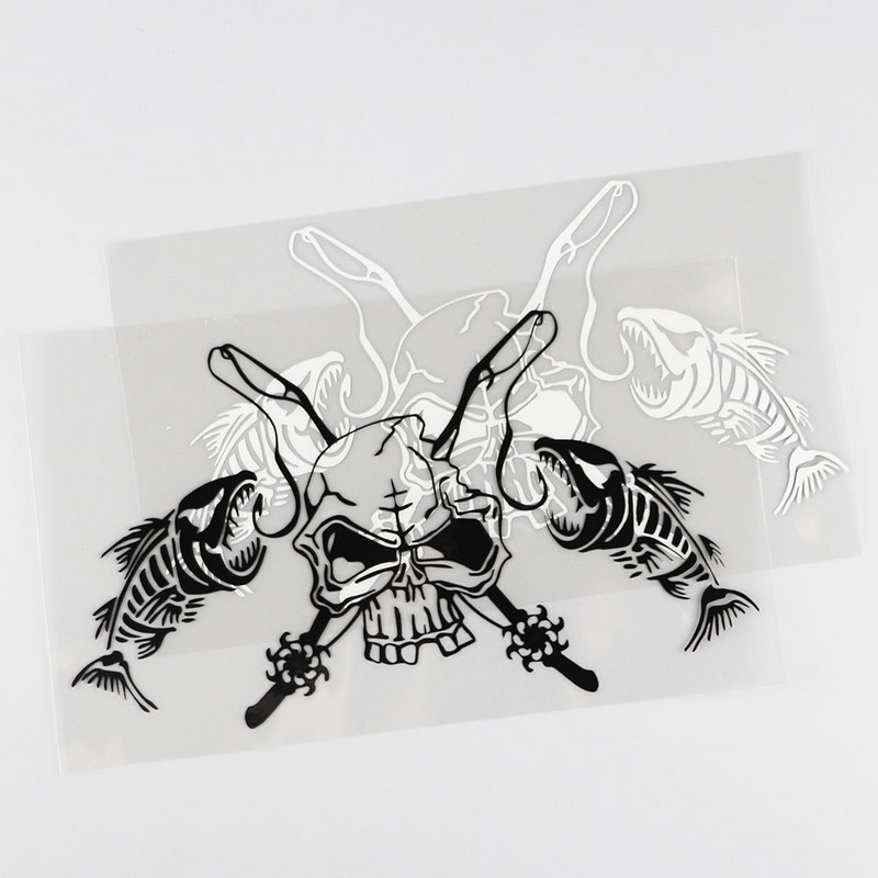 QYPF Ribolovna lubanja Kostur Ribolovni štap Kolut Udica Naljepnica za automobil Prozor kamiona Vinilna naljepnica C16-0017