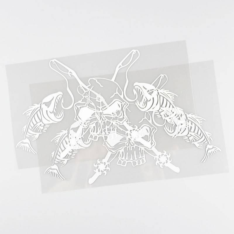 QYPF Ribolovna lubanja Kostur Ribolovni štap Kolut Udica Naljepnica za automobil Prozor kamiona Vinilna naljepnica C16-0017