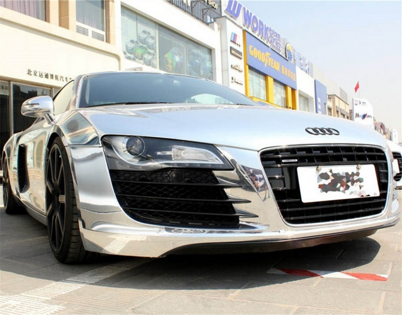 Venitav must läikiv hõbedane peegel kroomitud vinüülkilega autokatted fooliumilehest autokleebis mullivaba arvutikaanega