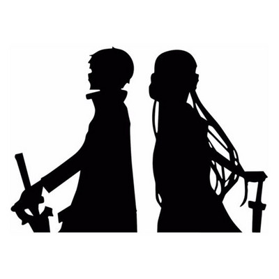 14.2cm*10.3cm Sword Art Online(Sao) Kirito Asuna Стикер за кола Аксесоари за кола Черен/Сребърен S3-4991
