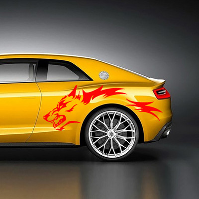 Αυτοκόλλητα αυτοκινήτου μεγάλου μεγέθους 2 τμχ Αυτοκόλλητα αυτοκινήτου Coyote Wolf Grunge Χαλκομανίες βινυλίου στο πλάι της πόρτας Pickup Vehicle Truck Car Σετ δύο