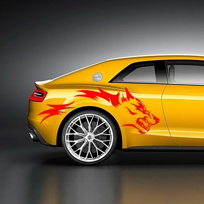 Αυτοκόλλητα αυτοκινήτου μεγάλου μεγέθους 2 τμχ Αυτοκόλλητα αυτοκινήτου Coyote Wolf Grunge Χαλκομανίες βινυλίου στο πλάι της πόρτας Pickup Vehicle Truck Car Σετ δύο