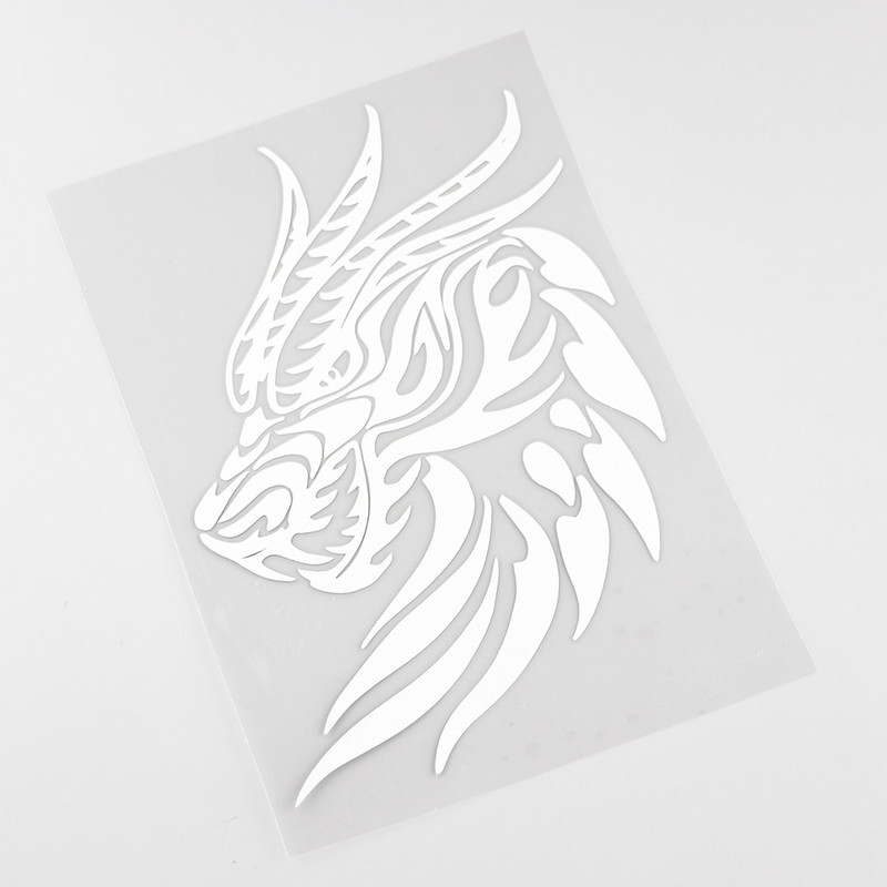 YJZT 12CMX17.2CM Fun Dragon Head Mythical Graphics vinil autómatrica fekete/ezüst 13C-0103