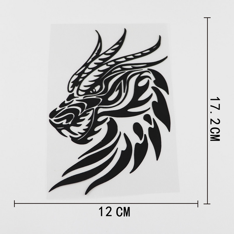 YJZT 12CMX17.2CM Fun Dragon Head Mythical Graphics vinil autómatrica fekete/ezüst 13C-0103