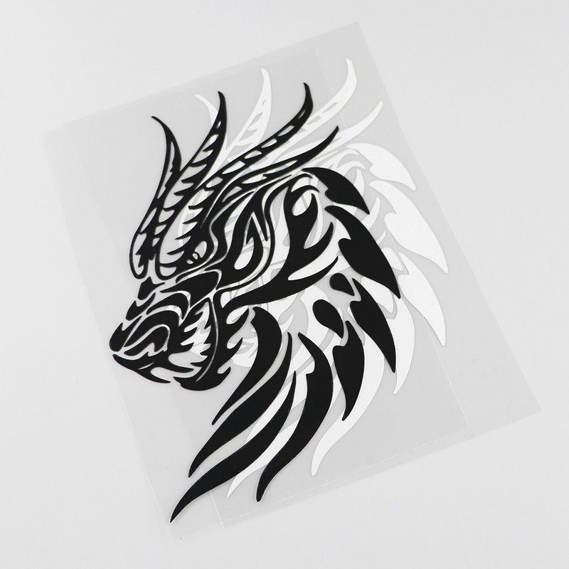 YJZT 12CMX17.2CM Fun Dragon Head Mythical Graphics vinil autómatrica fekete/ezüst 13C-0103