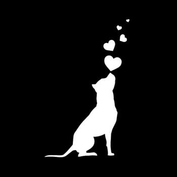 YJZT 9,8X16CM Vinyl Decal Dog Hearts Pet American Staffordshire Terrier Αυτοκόλλητα αυτοκινήτου Μαύρα/Ασημί C24-1261