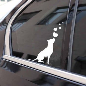 YJZT 9,8X16CM Vinyl Decal Dog Hearts Pet American Staffordshire Terrier Αυτοκόλλητα αυτοκινήτου Μαύρα/Ασημί C24-1261