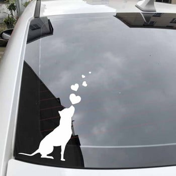 YJZT 9,8X16CM Vinyl Decal Dog Hearts Pet American Staffordshire Terrier Αυτοκόλλητα αυτοκινήτου Μαύρα/Ασημί C24-1261