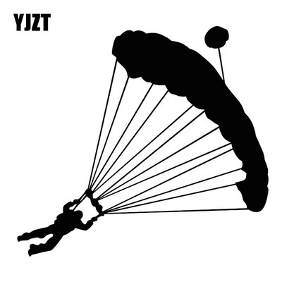 YJZT 17.7CM*16.2CM Skydiver Parachute Extreme Sport Fashion Stickers Decals Car Styling Vinyl Black/Silver C31-0218