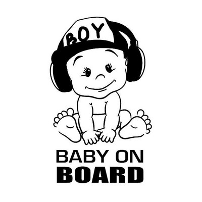 Предупреждение BABY ON BOARD Автомобилни стикери Прозорец Смешно сладко момче Автомобили Екстериорни аксесоари Винилови стикери, 18см*12см