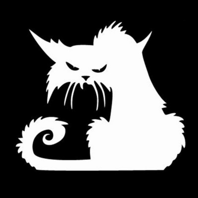 14.6*12.9CM Halloween Terror Cat Naljepnice za prozor Smiješne kreativne crtane naljepnice za automobile Crno/Srebrna C4-0644