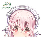 EARLFAMILY autómatrica Super Sonico figyelmeztető pofon matricákhoz Anime vinyl JDM hátsó szélvédő lökhárító matrica autótartozékok
