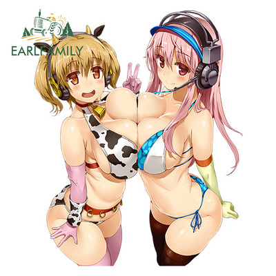 EARLFAMILY autómatrica Super Sonico figyelmeztető pofon matricákhoz Anime vinyl JDM hátsó szélvédő lökhárító matrica autótartozékok