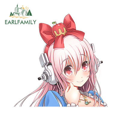 EARLFAMILY autómatrica Super Sonico figyelmeztető pofon matricákhoz Anime vinyl JDM hátsó szélvédő lökhárító matrica autótartozékok