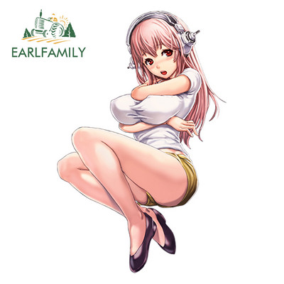 EARLFAMILY autómatrica Super Sonico figyelmeztető pofon matricákhoz Anime vinyl JDM hátsó szélvédő lökhárító matrica autótartozékok
