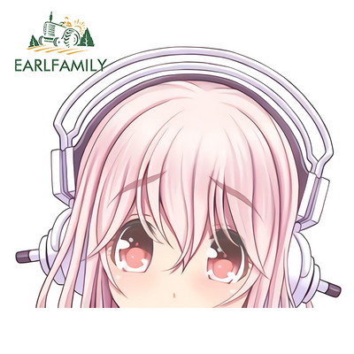EARLFAMILY autómatrica Super Sonico figyelmeztető pofon matricákhoz Anime vinyl JDM hátsó szélvédő lökhárító matrica autótartozékok
