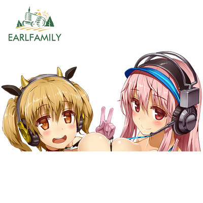 EARLFAMILY autómatrica Super Sonico figyelmeztető pofon matricákhoz Anime vinyl JDM hátsó szélvédő lökhárító matrica autótartozékok