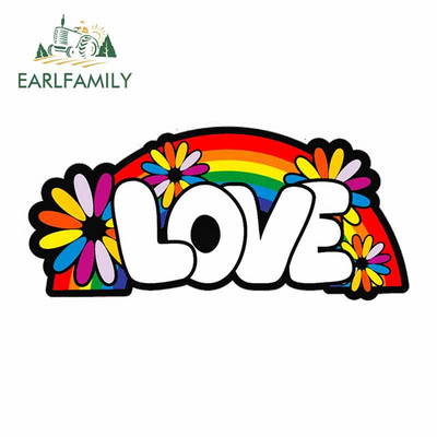 EARLFAMILY 13cm x 6.8cm For Love Rainbow Flower Child Hippy Car Graphic Decal Car Assessoires VAN GTR Decoration Stickers