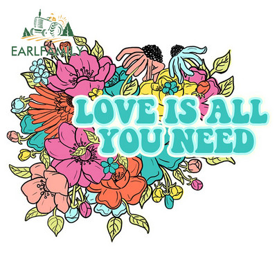 EARLFAMILY 13cm x 6.8cm For Love Rainbow Flower Child Hippy Car Graphic Decal Car Assessoires VAN GTR Decorating Stickers
