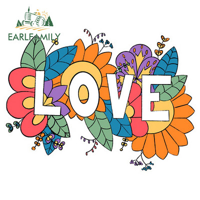 EARLFAMILY 13cm x 6.8cm For Love Rainbow Flower Child Hippy Car Graphic Decal Car Assessoires VAN GTR Decorating Stickers
