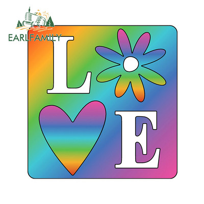 EARLFAMILY 13cm x 6.8cm For Love Rainbow Flower Child Hippy Car Graphic Decal Car Assessoires VAN GTR Decorating Stickers