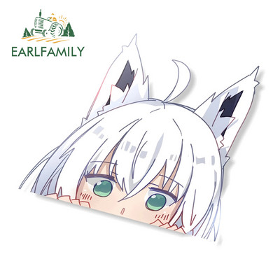 EARLFAMILY 13 cm x 12,1 cm Anime Fubuki Peeker Big Head Vinil Autocolant de desene animate JDM Parbriz din spate Portbagajul Peek Decals Grafica