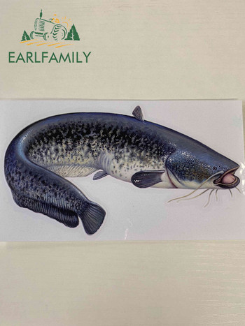 EARLFAMILY 13cm x 7.1cm for Cat Fish Camper Truck Decal Vinyl Car Stickers Waterproof Fashion Occlusion Scratch Decoration