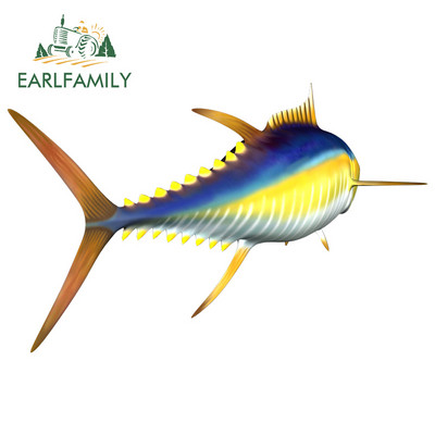 EARLFAMILY 13 cm Sárgaúszójú Tuna Fine Autómatricákhoz Vízálló matrica Autóstílus Vinyl anyag Karcálló JDM SUV RV-hez