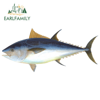 EARLFAMILY 13 cm Sárgaúszójú Tuna Fine Autómatricákhoz Vízálló matrica Autóstílus Vinyl anyag Karcálló JDM SUV RV-hez