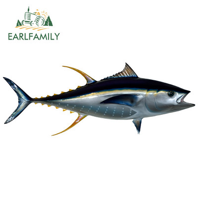 EARLFAMILY 13 cm Sárgaúszójú Tuna Fine Autómatricákhoz Vízálló matrica Autóstílus Vinyl anyag Karcálló JDM SUV RV-hez