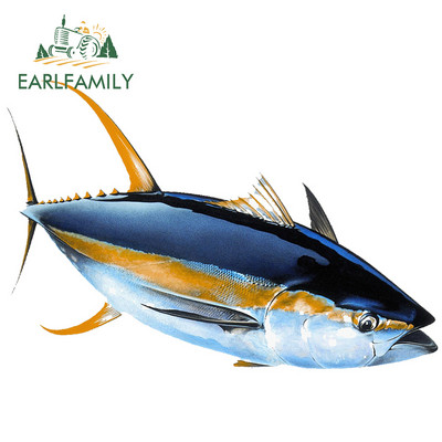 EARLFAMILY 13 cm Sárgaúszójú Tuna Fine Autómatricákhoz Vízálló matrica Autóstílus Vinyl anyag Karcálló JDM SUV RV-hez