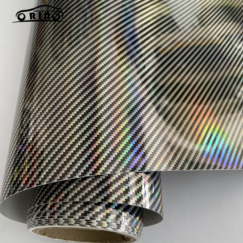 Laserski holografski crni vinilni list od ugljičnih vlakana Film za omotavanje automobila Samoljepljiva naljepnica Naljepnica DIY Interijer
