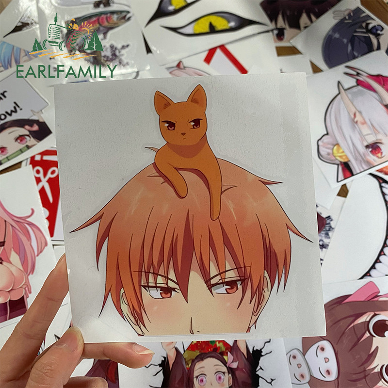 EARLFAMILY 13 cm x 12,7 cm Souma Kyo Fruit Basket Peeker autómatricák Vízálló lakóautó matricák Légkondicionáló barkács dekoráció