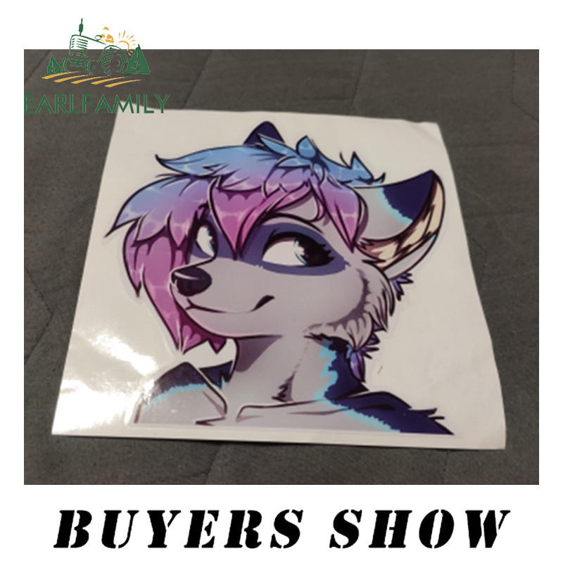 EARLFAMILY 13 cm x 13 cm a Fox Furry autómatricákhoz, hűtőszekrényekhez, légkondicionálókhoz, lökhárítómatricákhoz, karcálló JDM mérésekhez