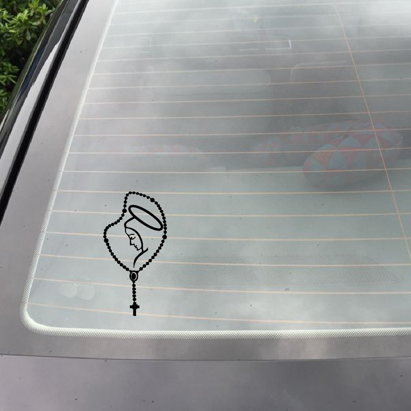 Rozariu Fecioara Maria Fatima vinil catolic laptop autocolante bara de protecție autocolante catolice religioase Fecioară Dumnezeu Latin
