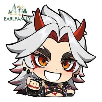 EARLFAMILY Αυτοκόλλητο αυτοκινήτου Chibi Arataki Itto Big Head Anime Genshin Impact Vinyl JDM Πίσω παρμπρίζ Πορτμπαγκάζ Αυτοκόλλητο Cartoon Cartoon