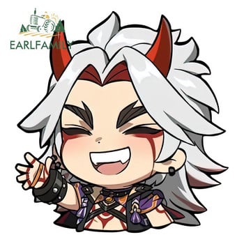 EARLFAMILY Αυτοκόλλητο αυτοκινήτου Chibi Arataki Itto Big Head Anime Genshin Impact Vinyl JDM Πίσω παρμπρίζ Πορτμπαγκάζ Αυτοκόλλητο Cartoon Cartoon