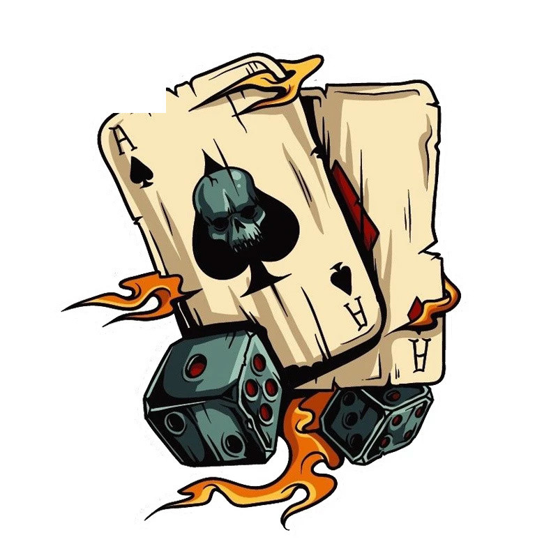 Vicces autómatrica Retro póker Joker csontváz pikk Ász Anime matrica dekor lakóautó motocross versenyzés laptop csomagtartó falához