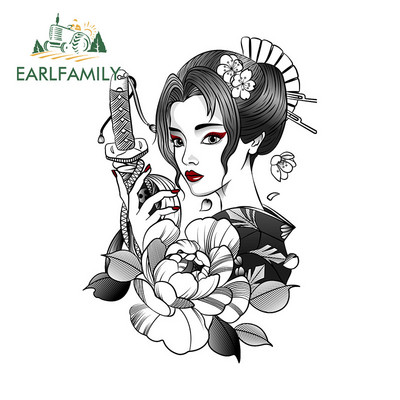 EARLFAMILY 13cm για Αυτοκόλλητα Αυτοκινήτου Geisha Samurai Laptop σανίδα του σερφ στις γρατσουνιές Χαλκομανίες Anime Anime Windows Anime Laptop Car Αξεσουάρ