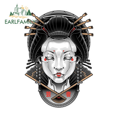 EARLFAMILY 13cm για Αυτοκόλλητα Αυτοκινήτου Geisha Samurai Laptop σανίδα του σερφ στις γρατσουνιές Χαλκομανίες Anime Anime Windows Anime Laptop Car Αξεσουάρ