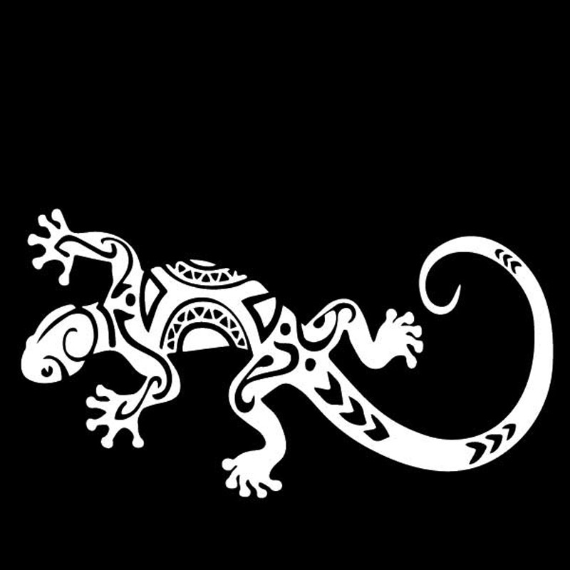 YJZT 16,7 cm*9,1 cm Gecko autómatrica lökhárító kreatív dekorációs mintás vinil matrica fekete/ezüst C4-2676