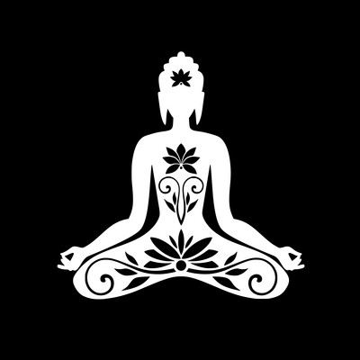 Buddha Silhouette αυτοκόλλητο βινυλίου Διακόσμηση παραθύρου αυτοκινήτου, Χαλκομανίες φορητού υπολογιστή για διαλογισμό γιόγκα για Apple MacBook Pro / Air Decoration