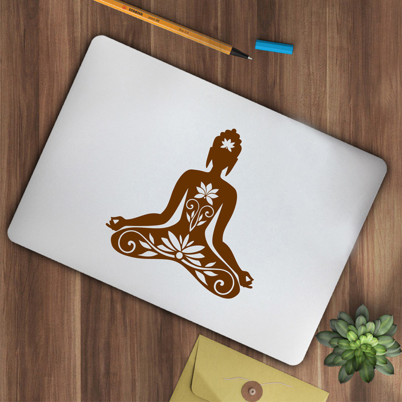 Buddha sziluett vinil matrica autóablak dekoráció , jóga meditációs póz Laptop matricák Apple MacBook Pro / Air Dekorációhoz