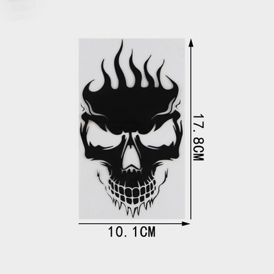 QYPF Coolest FLAMES Skull Decoration Αυτοκόλλητο αυτοκινήτου Μαύρο ασημί βινύλιο αξεσουάρ μοτοσυκλέτας Γραφικό C16-0182