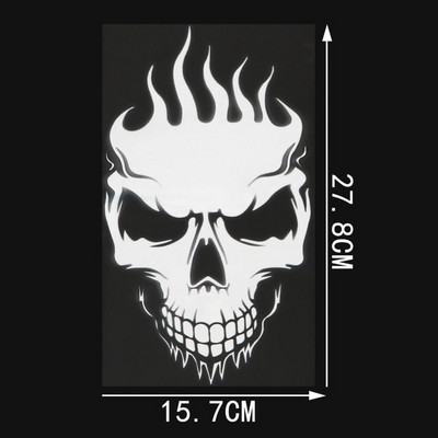 QYPF Coolest FLAMES Skull Decoration Αυτοκόλλητο αυτοκινήτου Μαύρο ασημί βινύλιο αξεσουάρ μοτοσυκλέτας Γραφικό C16-0182